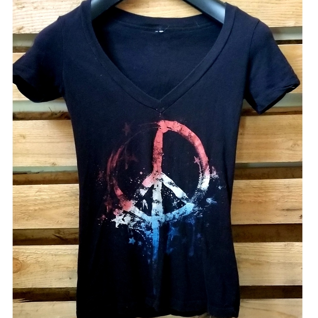 V-Neck Tee With Peace Sign